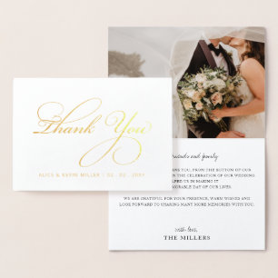 Cartão Metalizado Casamento de Fotografias com Simples Script Callio