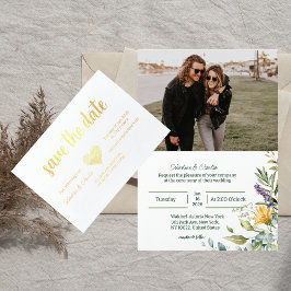 Cartão Metalizado Casamento Dobrado Salva A modelo de Data