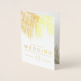 Cartão Metalizado Casamento elegante de palmeira de ouro moderno