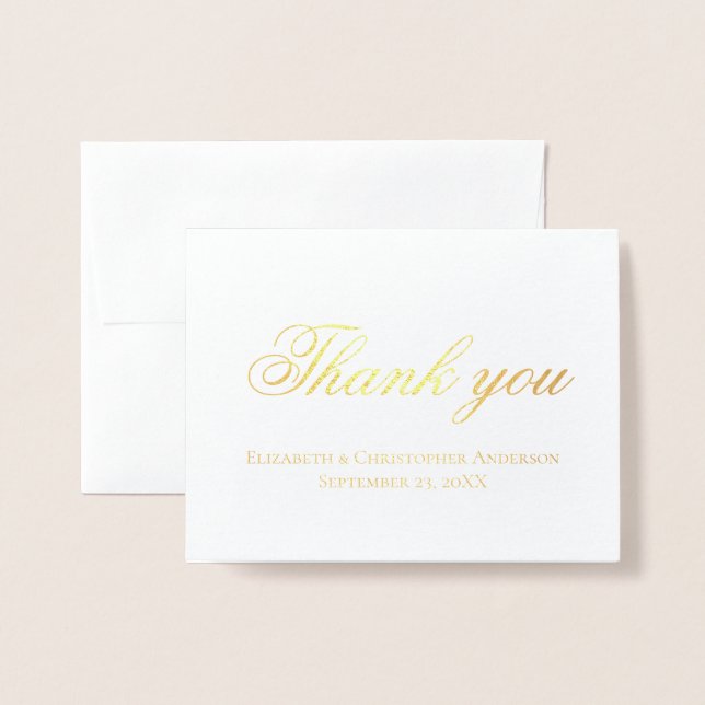 Cartão Metalizado Casamento Obrigado Dourado ou Silver Foil Personal (Frente com envelope)