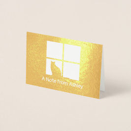 Cartão Metalizado Cat na Janela Elegante Exclusivo "A Nota De" Dobra