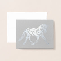 Cavalo de Dressage em Folha de Prata