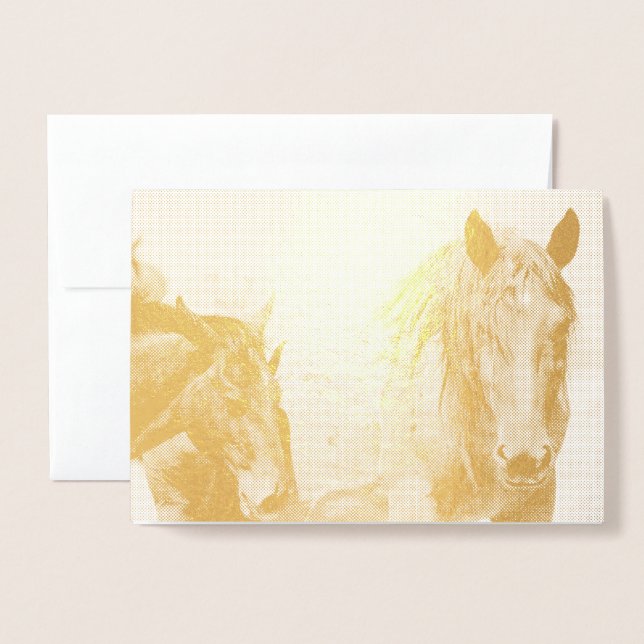Cartão Metalizado CAVALOS SELVAGENS DE UTAH MARE AND FOAL Foil Card (Frente com envelope)