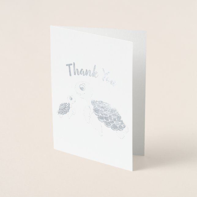 Cartão Metalizado Chá de fraldas De Tartaruga Do Mar Co-Ed Sexo Neut (Frente)