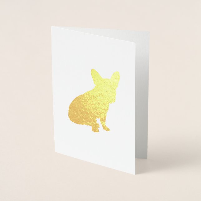 Cartão Metalizado Chá de fraldas francês Buldogue francês Frenchy Fr (Frente)