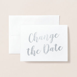 Cartão Metalizado Chic Elegant Muda a Data Casando Prata