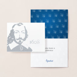 Cartão Metalizado Citação Samuel de Champlain Vivre Ensemble Argent