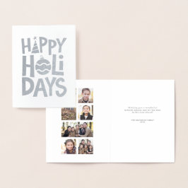 Cartão Metalizado Colagem de fotos divertida de feriados felizes per