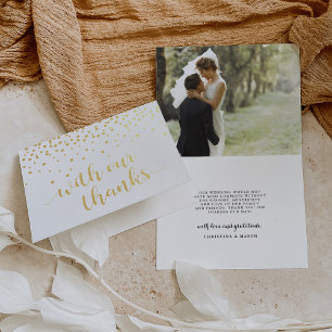 Cartão Metalizado Com nossos obrigados que Wedding o obrigado da