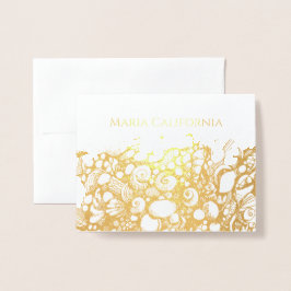 Cartão Metalizado Conchas Douradas