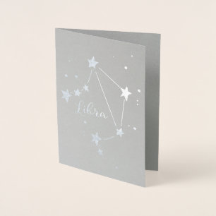 Cartão Metalizado Constelação de Silver Foil Libra Zodiac