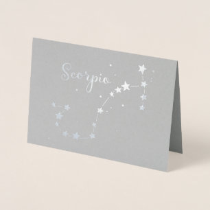 Cartão Metalizado Constelação de Silver Scorpio Zodiac