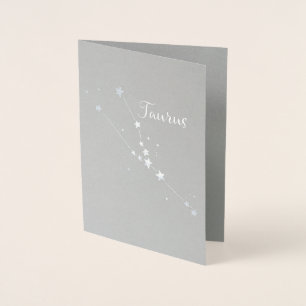 Cartão Metalizado Constelação Silver Foil Taurus Zodiac