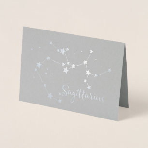 Cartão Metalizado Constelação Zodiac Silver Foil Sagittarius