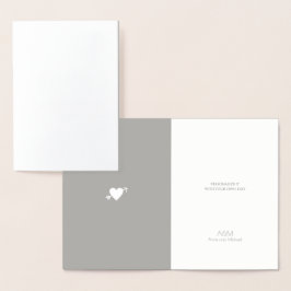 Cartão Metalizado Coração de folha de prata com flecha Casamento mon