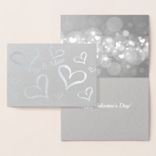 Cartão Metalizado Corações Brilhantes do Dia dos Namorados