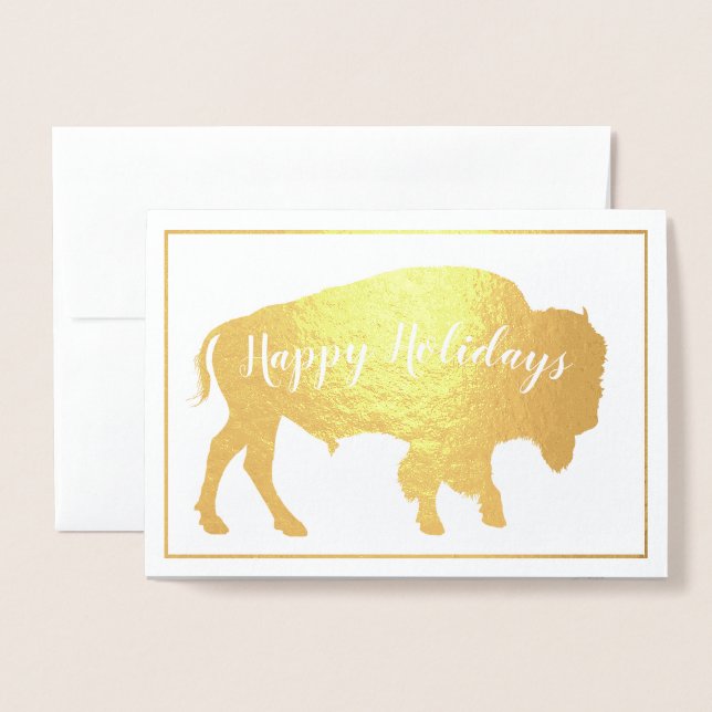 Cartão Metalizado Cota de Thoreau de Feriado de Gold Foil Buffalo (Frente com envelope)