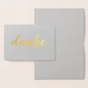 Cartão Metalizado Danke German Obrigado Elegante Brush Script