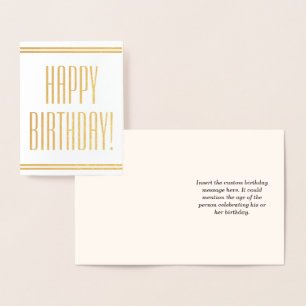 Cartão Metalizado Dapper Gold Foil "FELIZ ANIVERSÁRIO!"Cartão