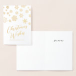 Cartão Metalizado Desejos de Natal Dourados<br><div class="desc">Cartões de Natal mais Bonito na Loja Little Bayleigh!</div>