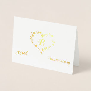 Cartão Metalizado Desenho de Aniversário de 50 anos Monogram