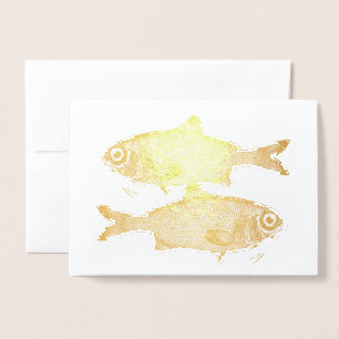 Cartão Metalizado Desenho de peixe-safra