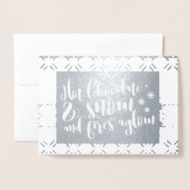 Cartão Metalizado Design de Chocolate Quente e Neve