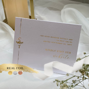 Cartão Metalizado Detalhes do Casamento Elegante e Resposta Online I