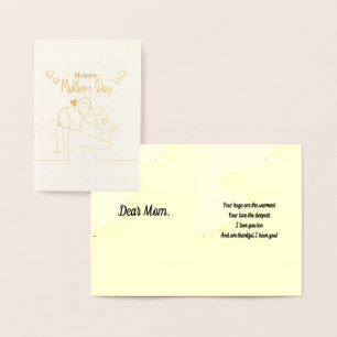 Cartão Metalizado Dia das Mães personalizado DIY com poema original