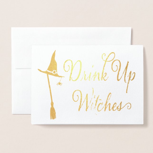 Cartão Metalizado Dia de as Bruxas engraçado Bruxa Real Foil (Frente com envelope)