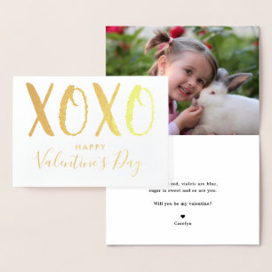 Cartão Metalizado Dia de os namorados de Foto de Hugs & Kisses (XOXO