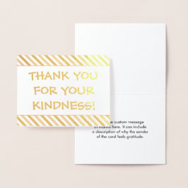 Cartão Metalizado Divertido e otimista "OBRIGADO PELA SUA bondade!"