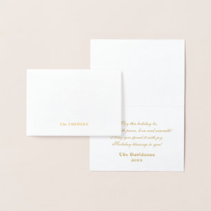 Cartão Metalizado Dourada de Natal Joy Stylizou Poinsettia Monograma