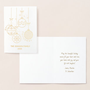 Cartão Metalizado Douradas bolas de decoração de Natal não fotografa