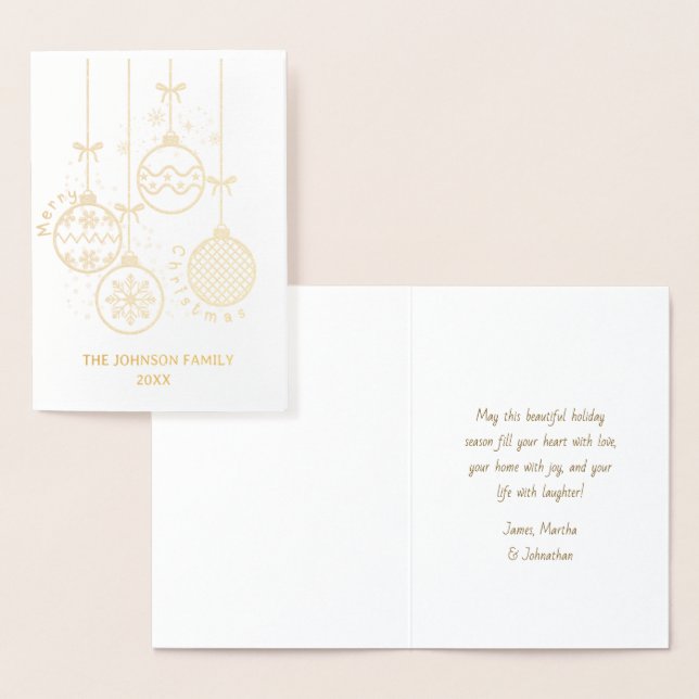 Cartão Metalizado Douradas bolas de decoração de Natal não fotografa (Exibição)