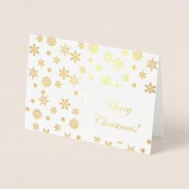 Cartão Metalizado Dourado Flocos de Neve Feliz Natal!