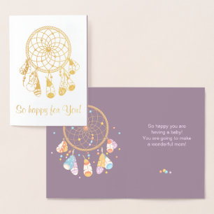 Cartão Metalizado Dreamcatcher tribal Boho que tem o roxo do bebê