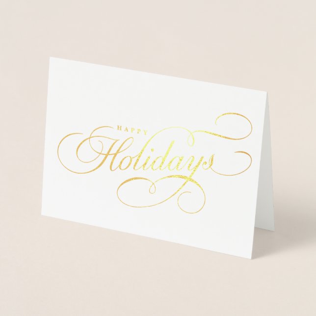 Cartão Metalizado Elaborado script e serifa Feliz Natal com relevo (Frente)
