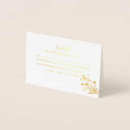 Cartão Metalizado Elegant Wildflower Wedding RSVP Card