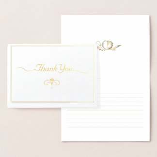 Cartão Metalizado Elegante Arte Simples de Script Dourado, obrigado