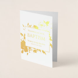 Cartão Metalizado Elegante Bênçãos Douradas Em Sua Verdadeira Crianç