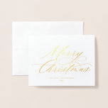 Cartão Metalizado Elegante Caligrafia Roteiro Feliz Natal<br><div class="desc">Este na moda e cartão de Natal moderno apresenta um elegante roteiro de caligrafia moderna.</div>