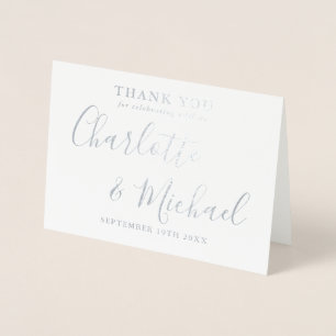 Cartão Metalizado Elegante Carta de Agradecimento de Casamento com A