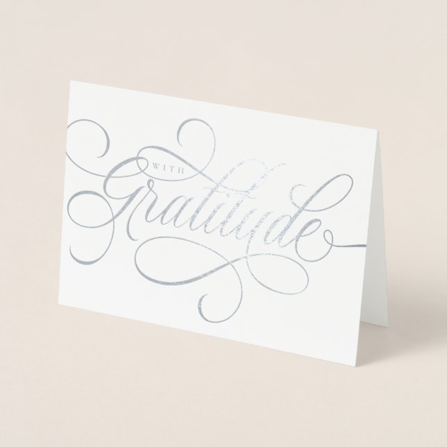 Cartão Metalizado Elegante com obrigado de script de gratidão você e (Frente)