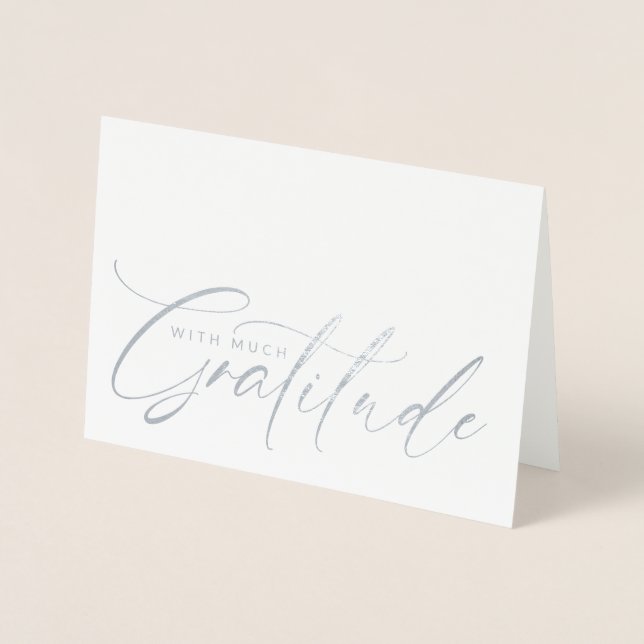 Cartão Metalizado Elegante com obrigado de script de gratidão você e (Frente)