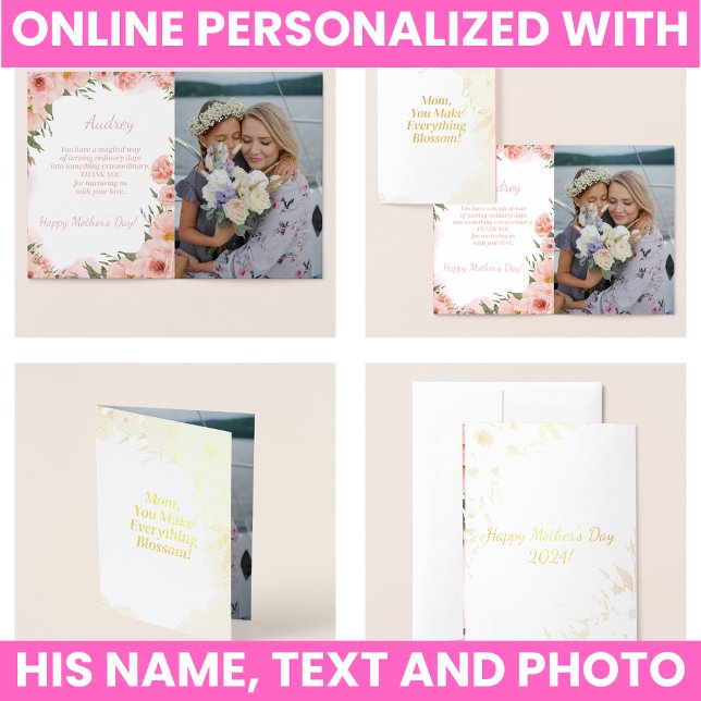 Cartão Metalizado Elegante Floral (Elegant Floral Foil Card
)