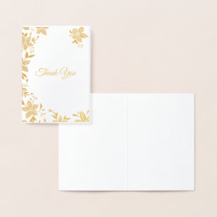 Cartão Metalizado Elegante Floral Listrado Obrigado