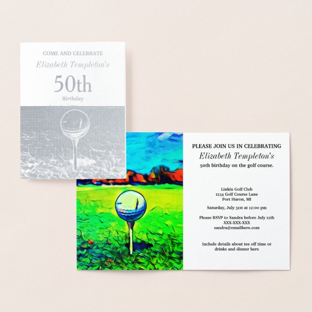 Cartão Metalizado Elegante Foil Golf Hobby 50º Aniversário do Esport (Exibição)
