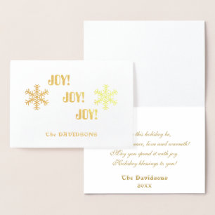 Cartão Metalizado Elegante Holiday Dourado JOY JOY Typografia
