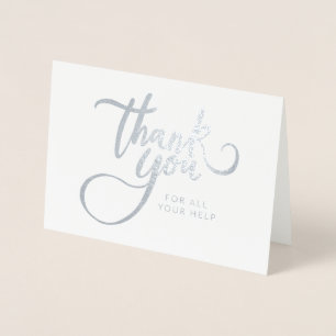 Cartão Metalizado Elegante Obrigado, script Foil Card